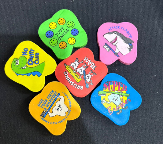 Gifts for Good Dental Checkups Coloured Tooth Shaped Erasers